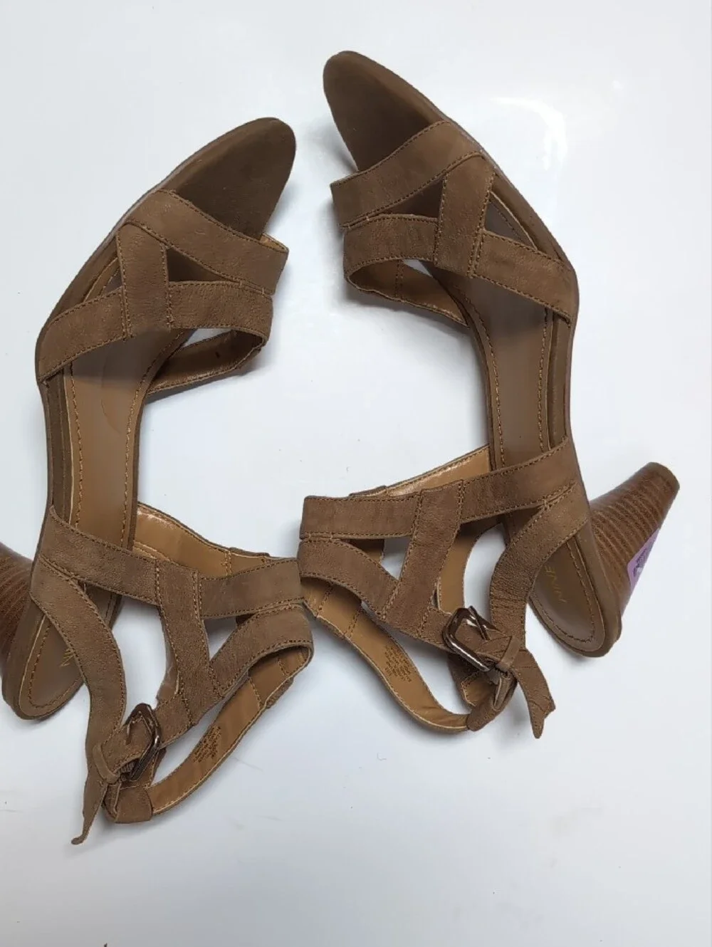 Nine West Tan Suede Strappy Heeled Sandals
